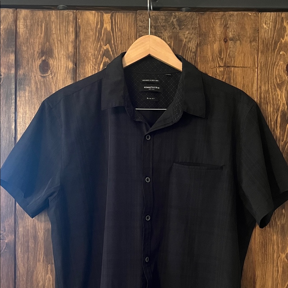 Kenneth Cole Men's Black Casual Button Down Shirt
